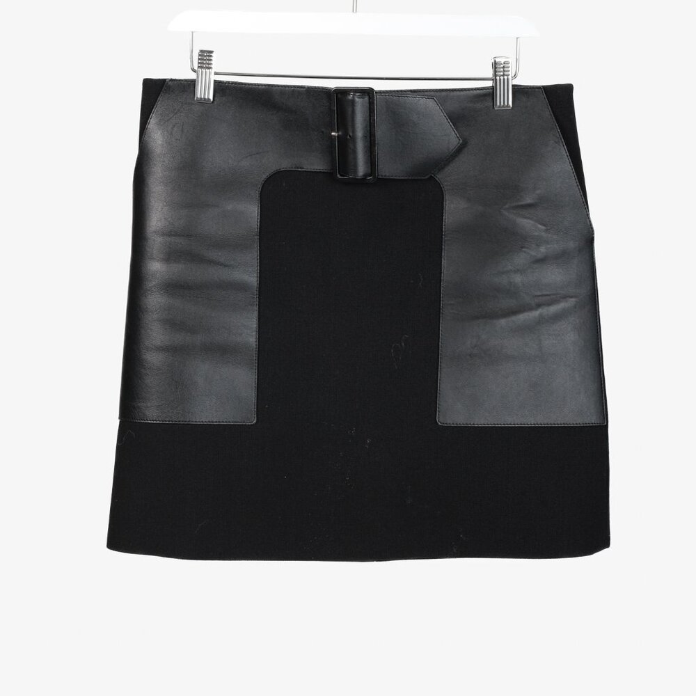Celine PF/12 Black Wool and Lambskin Belted Skirt